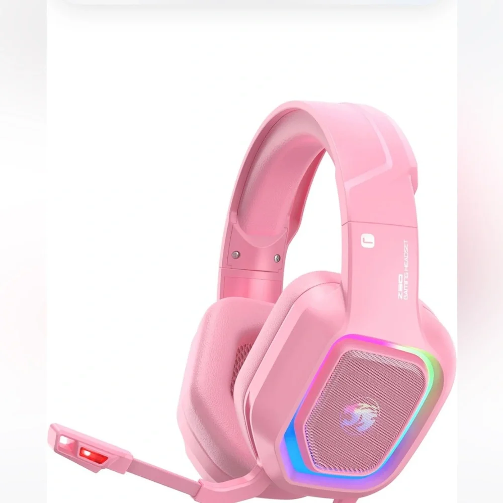 Pink rainbow led gaming headset